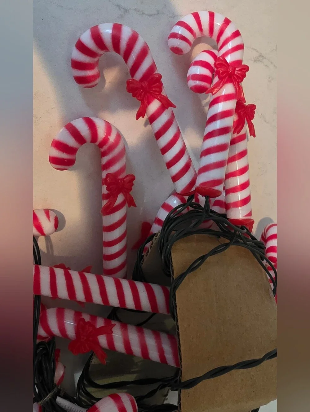 Vintage Candy Cane Christmas lights  Blowmold String